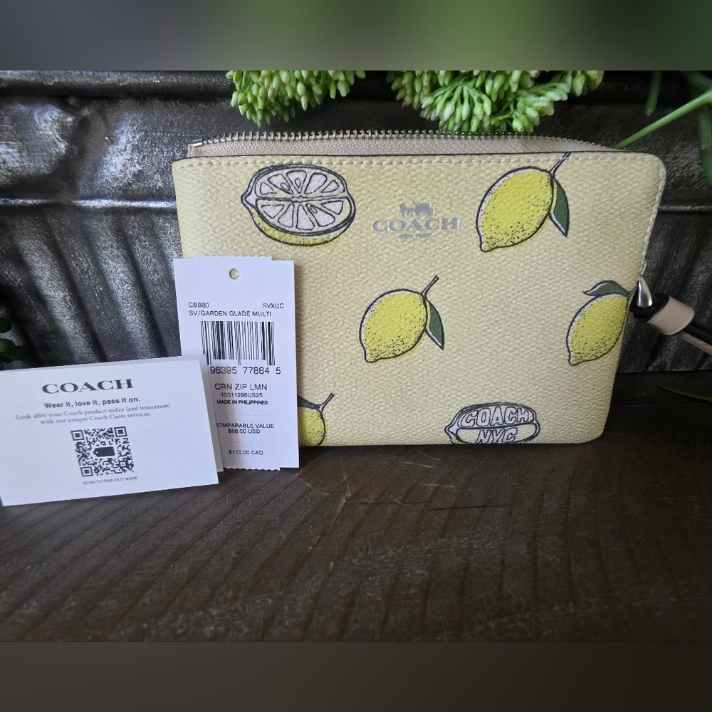 Coach Mollie Tote/Crossbody Lemon Print Coated Canvas With Wristlet-NWT - Picture 14 of 16